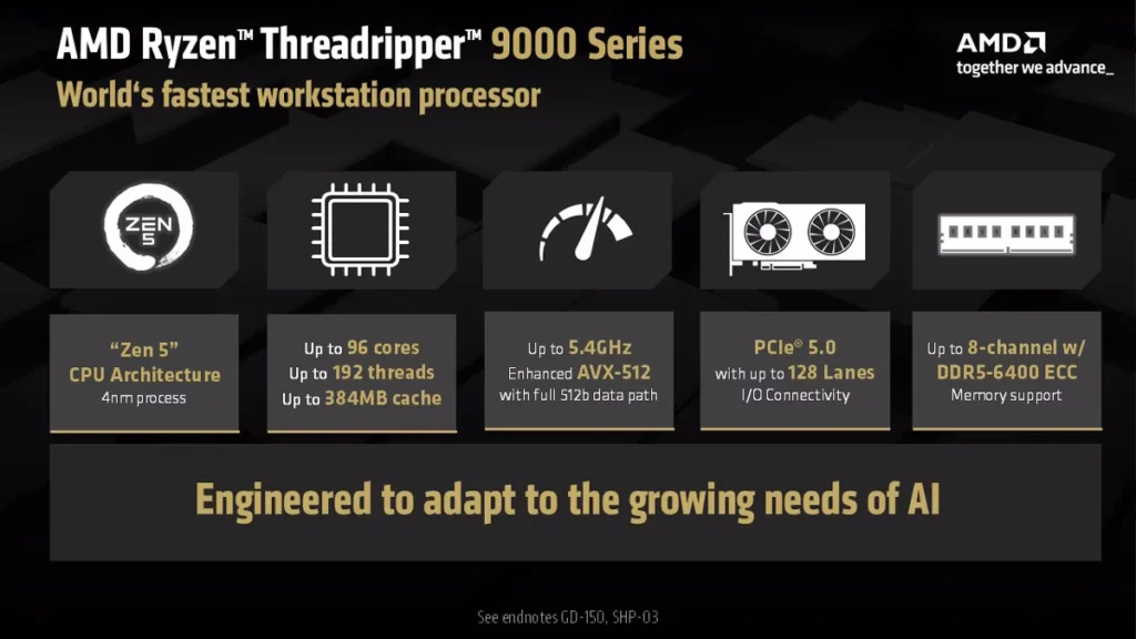 Ryzen threadripper pro 9000 wx specs