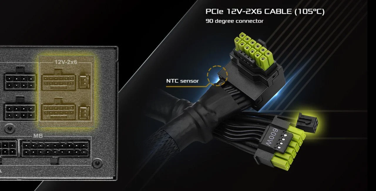 ASRock PCIe 12V-2x6 90 Degree Cable